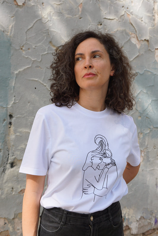 Camiseta beso en blanco
