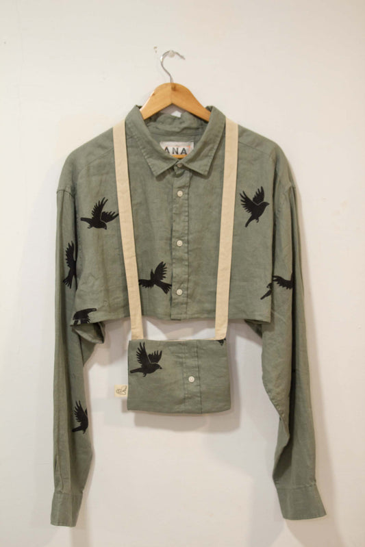 Camisa crop de lino