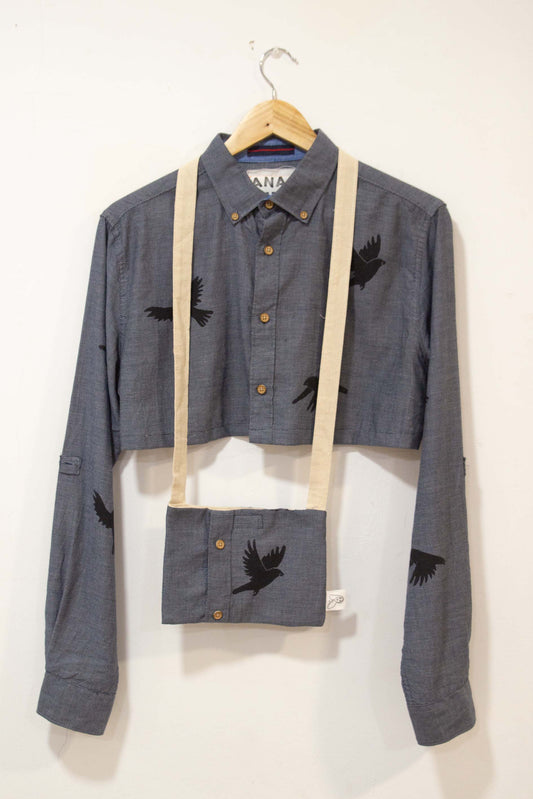 Camisa crop pajaros