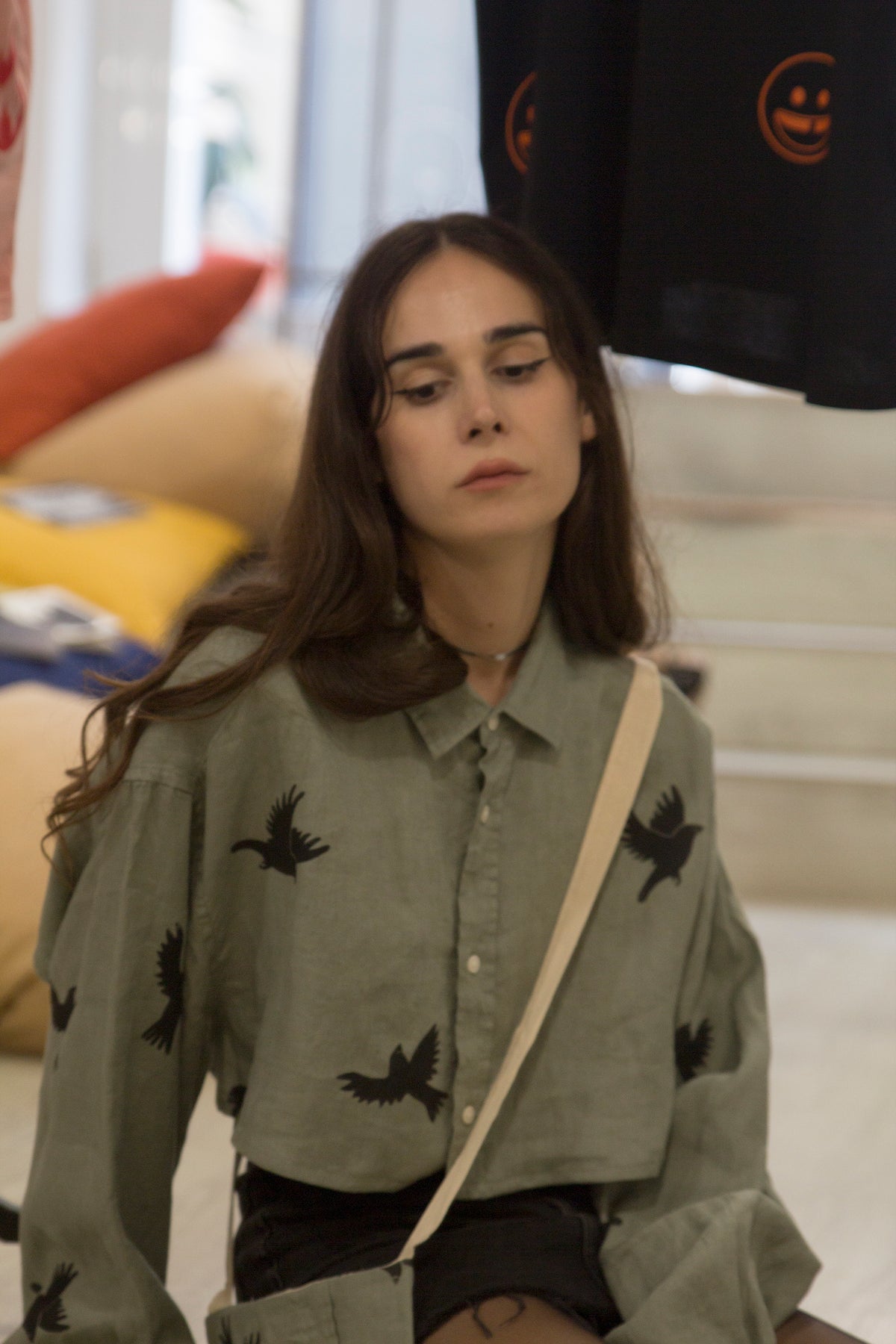 Camisa crop de lino